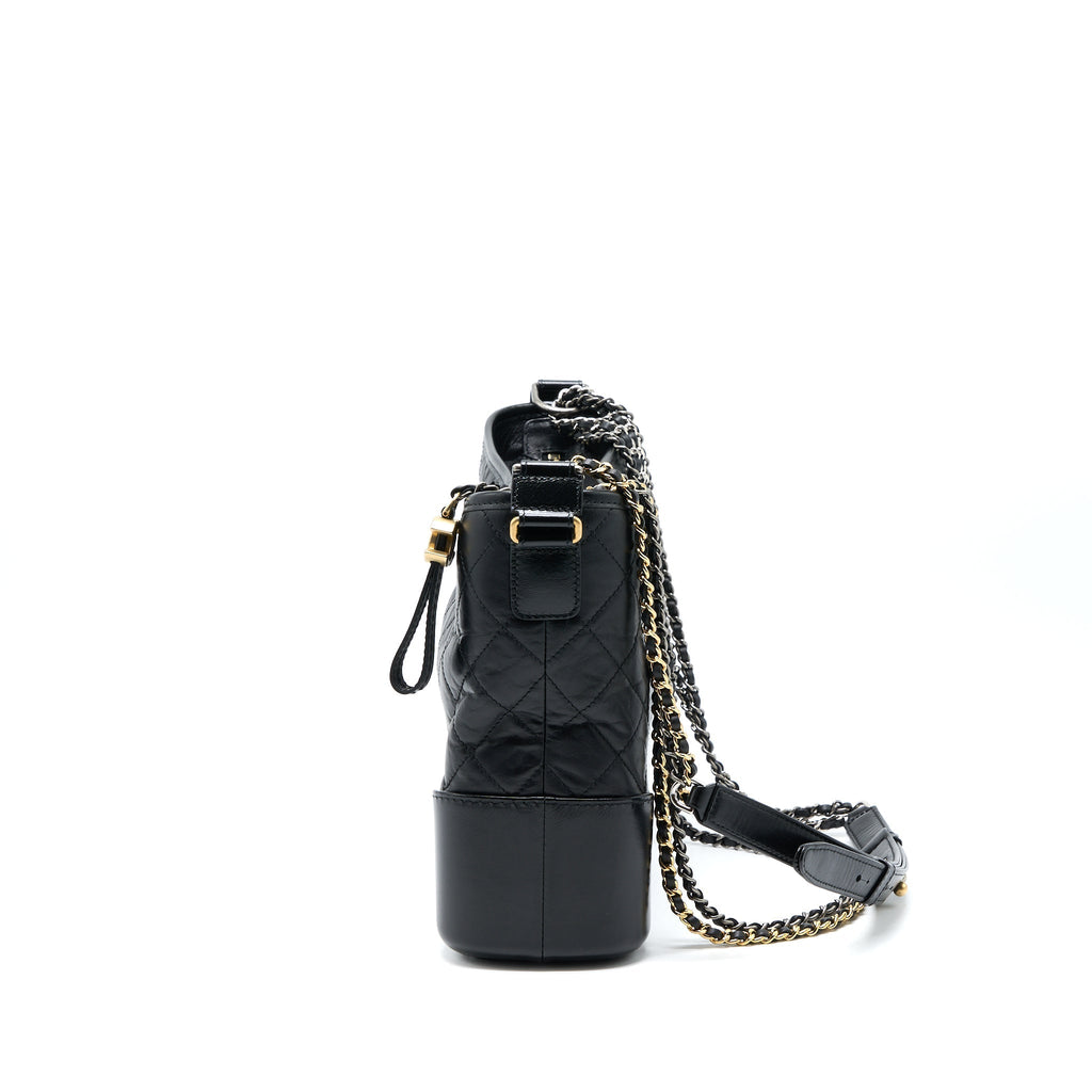 CHANEL LARGE GABRIELLE HOBO BAG AGED CALFSKIN BLACK MULTICOLOUR HARDWARE