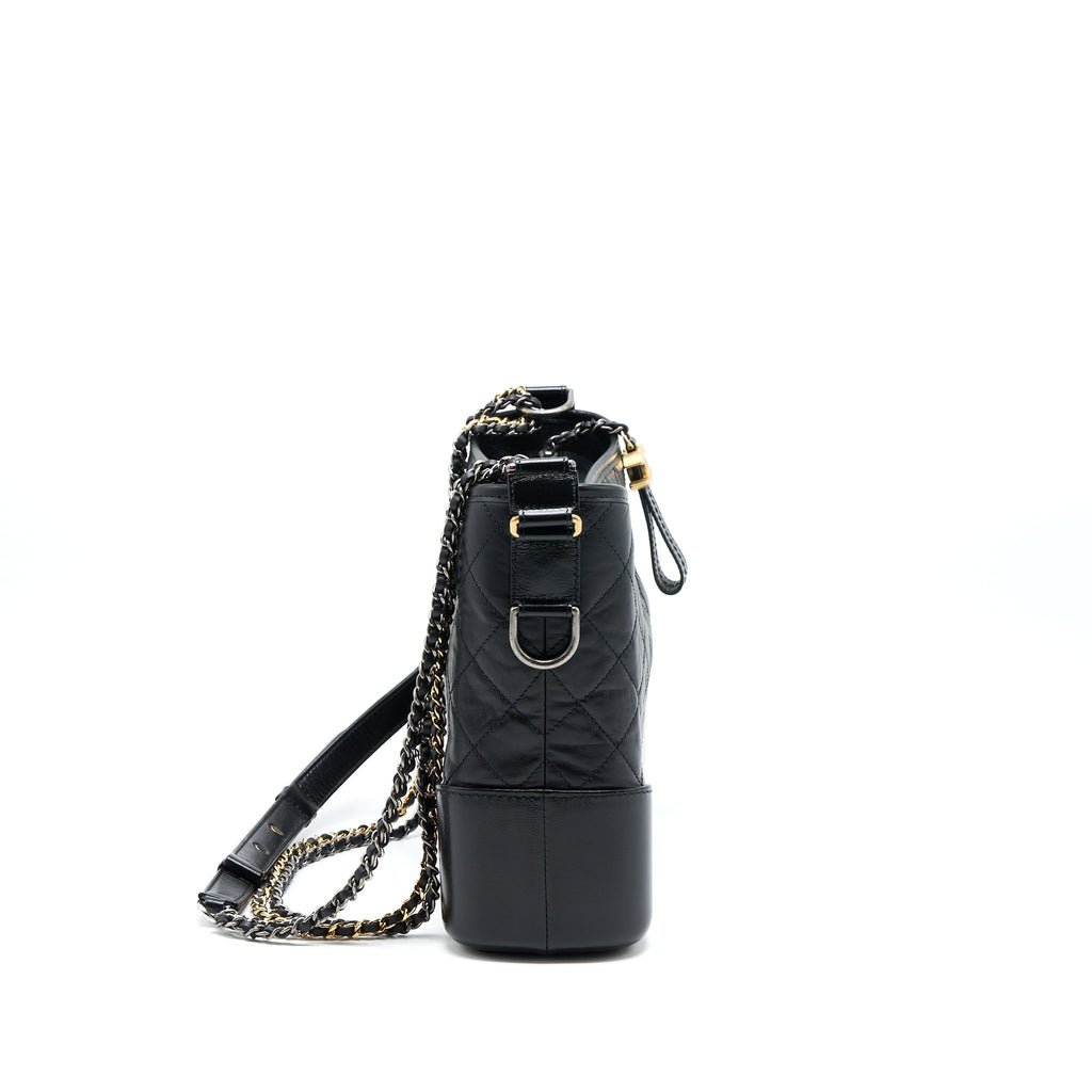 CHANEL LARGE GABRIELLE HOBO BAG AGED CALFSKIN BLACK MULTICOLOUR HARDWARE