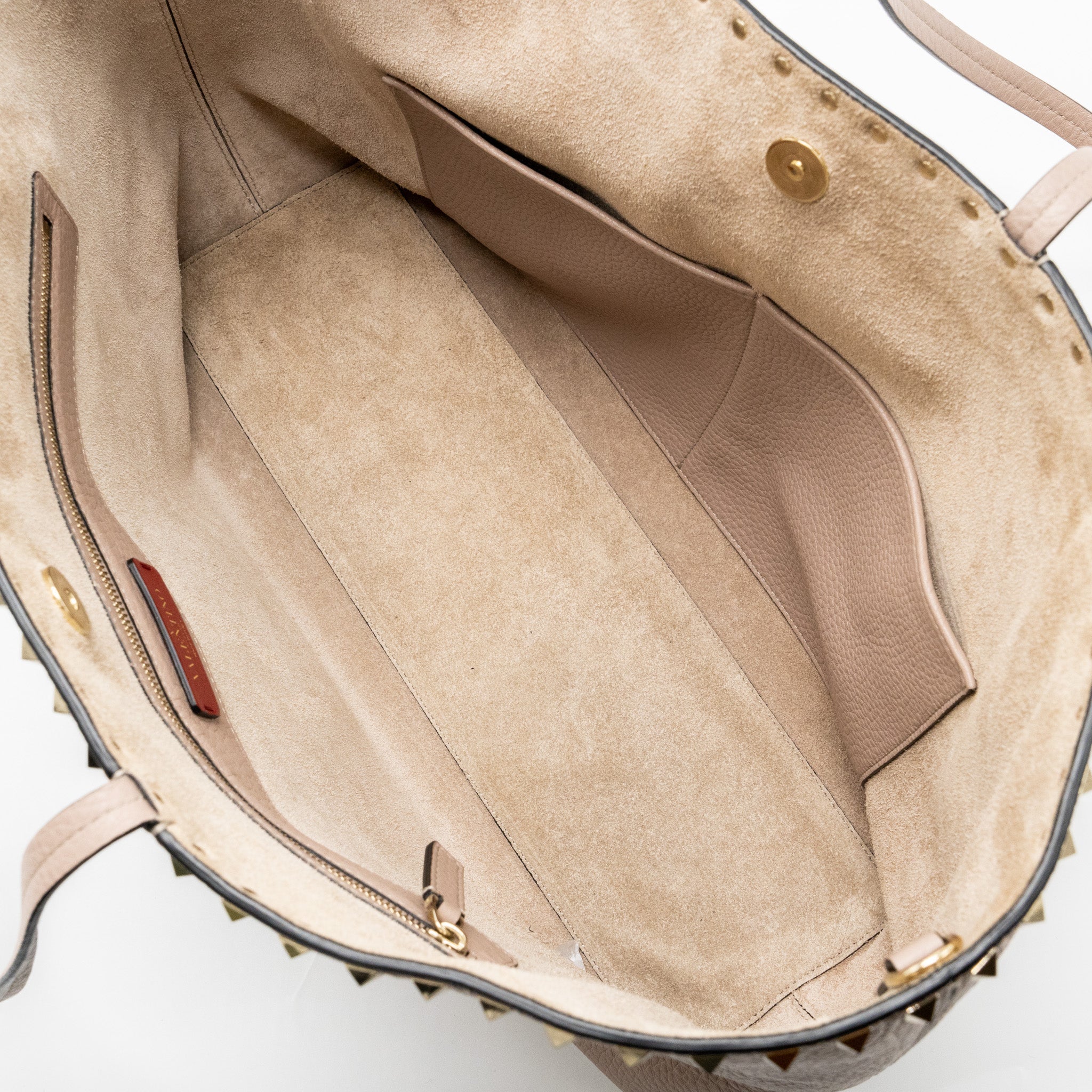 VALENTINO LARGE ROCKSTUD TOTE CALFSKIN PALE PINK LGHW