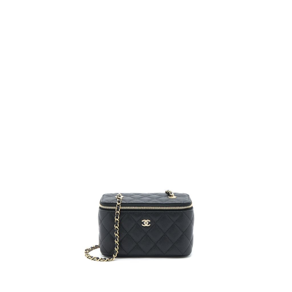 CHANEL LONG VANITY CASE CAVIAR BLACK LGHW (MICROCHIP)