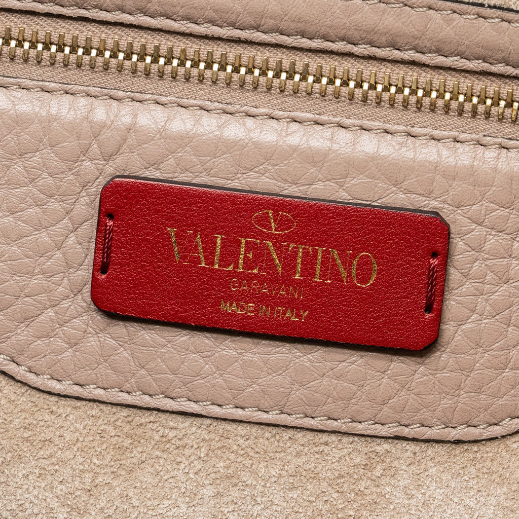 VALENTINO LARGE ROCKSTUD TOTE CALFSKIN PALE PINK LGHW