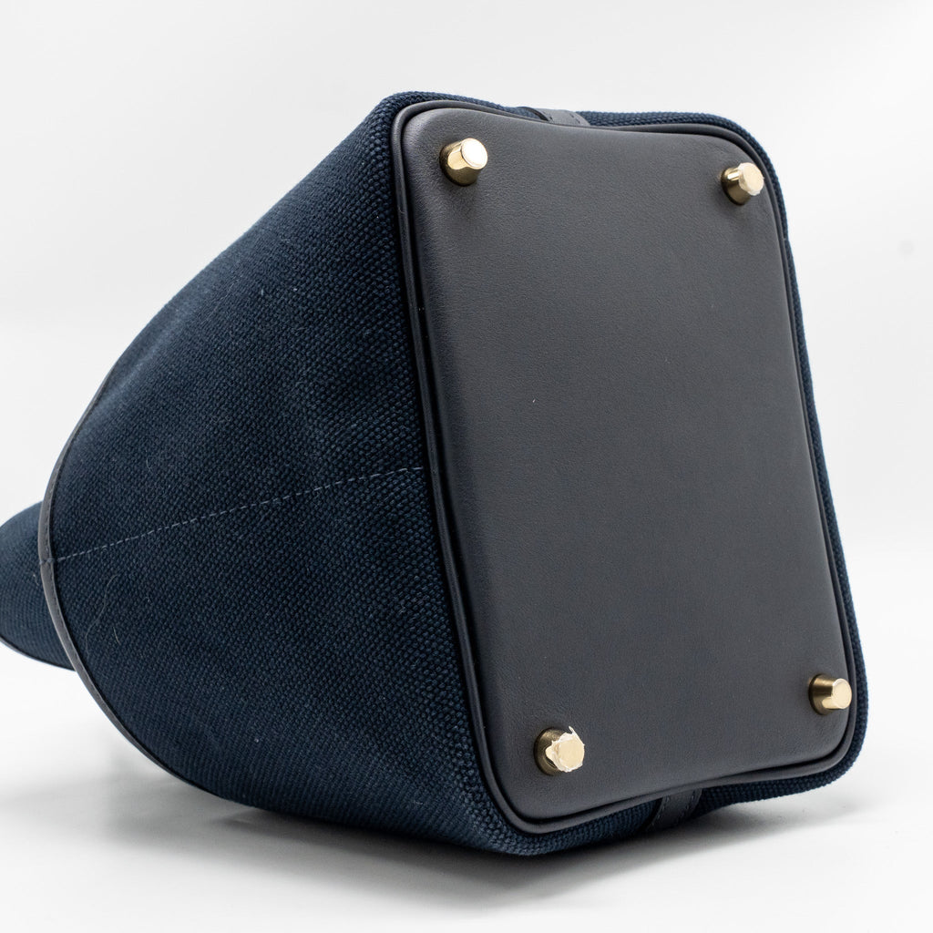 HERMES CARGO PICOTIN 18 LOCK BAG CANVAS/SWIFT BLEU MARINE/BLACK GHW