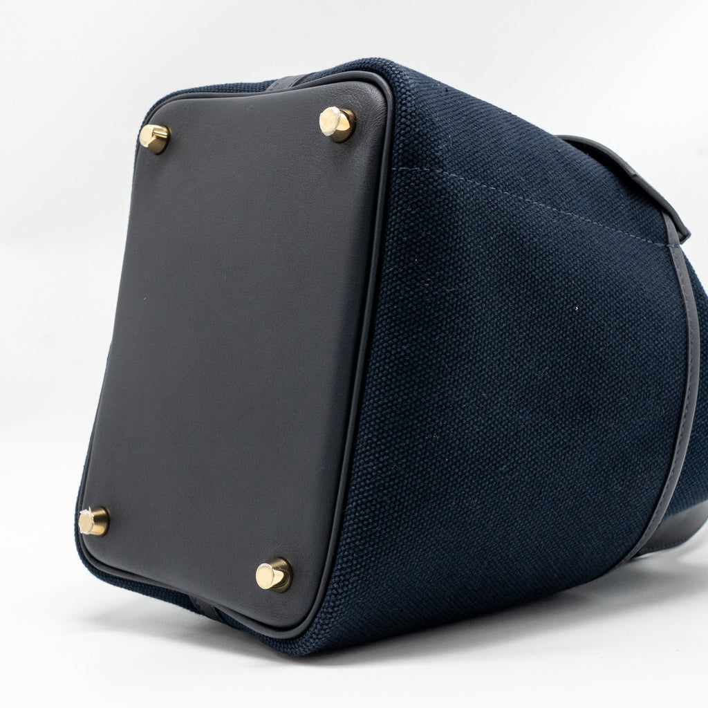 HERMES CARGO PICOTIN 18 LOCK BAG CANVAS/SWIFT BLEU MARINE/BLACK GHW