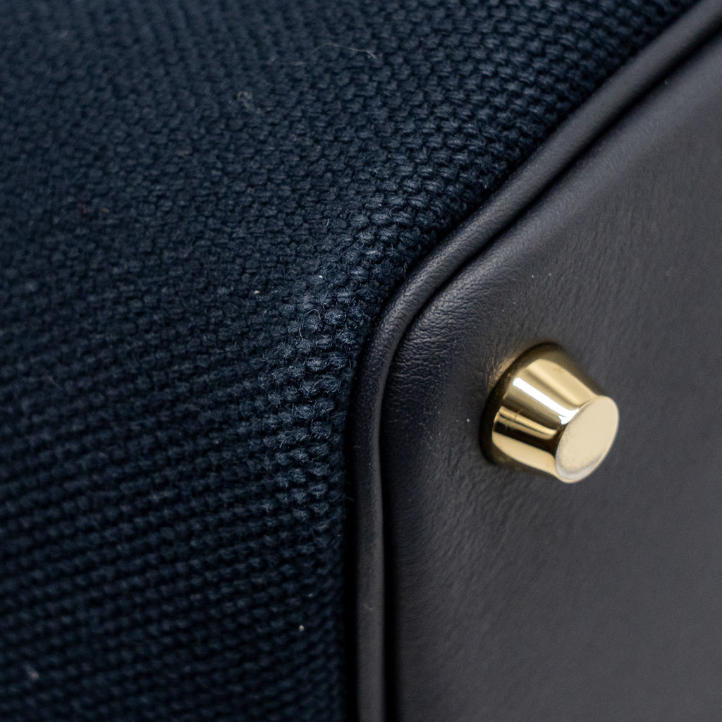 HERMES CARGO PICOTIN 18 LOCK BAG CANVAS/SWIFT BLEU MARINE/BLACK GHW
