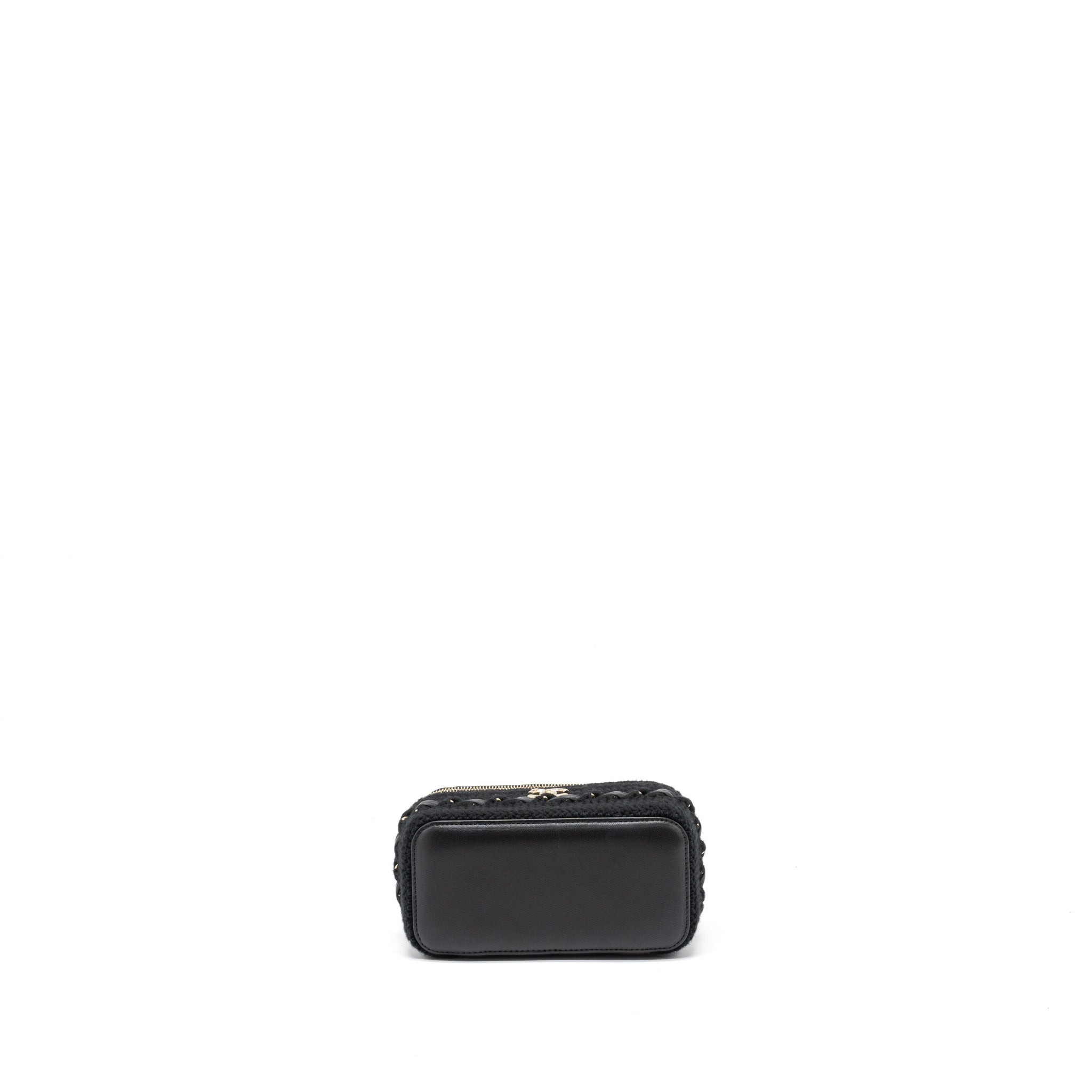 CHANEL LONG VANITY WITH GIANT CHAIN TWEED/LAMBSKIN BLACK LGHW
