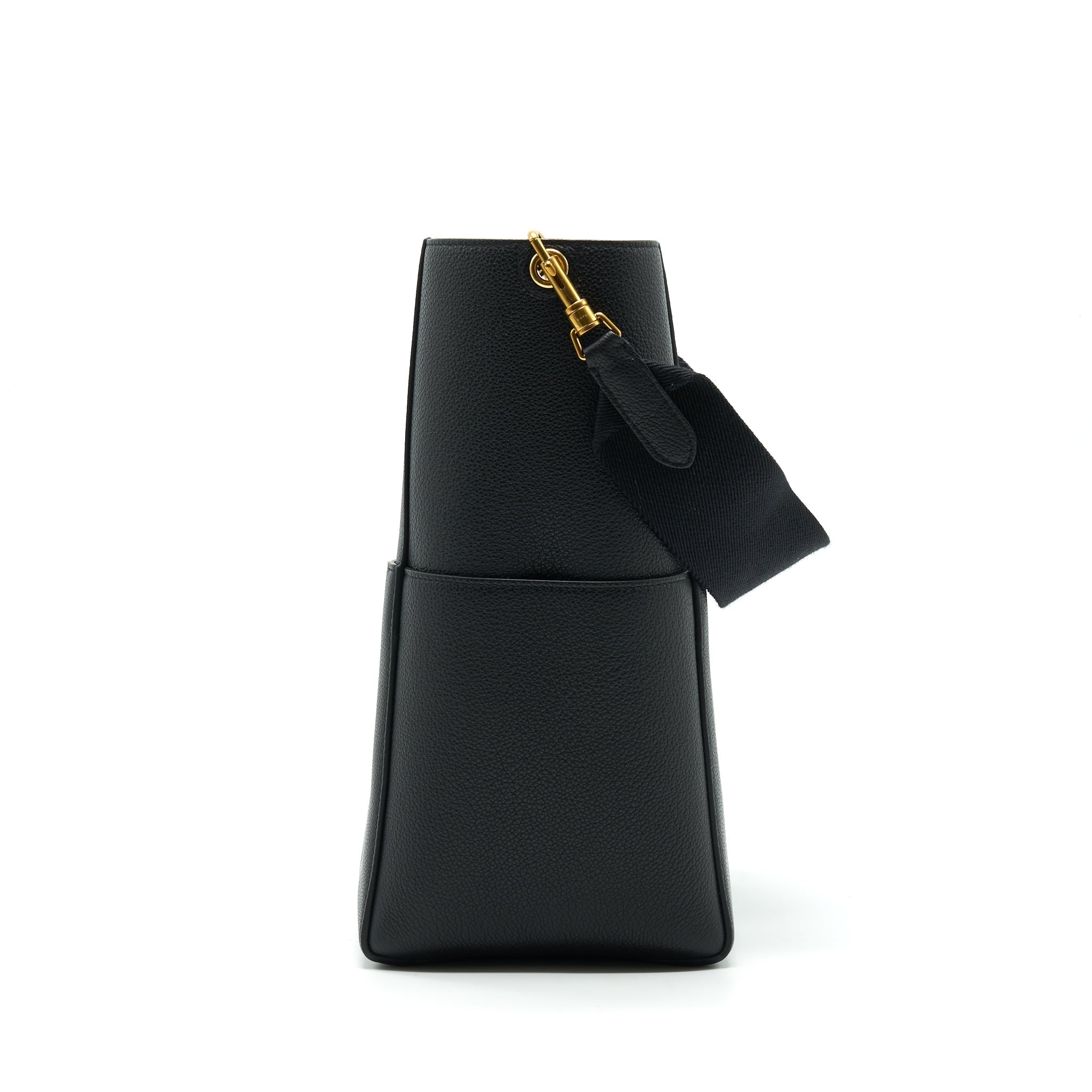 CELINE SANGLE BUCKET BAG BLACK WITH GHW