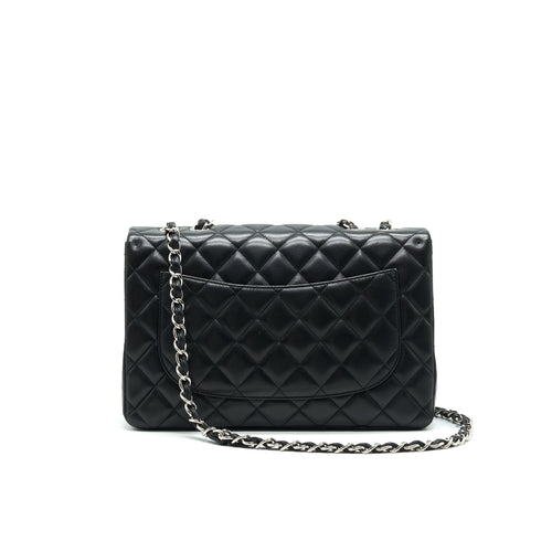 CHANEL SINGLE FLAP JUMBO BAG LAMBSKIN BLACK SHW