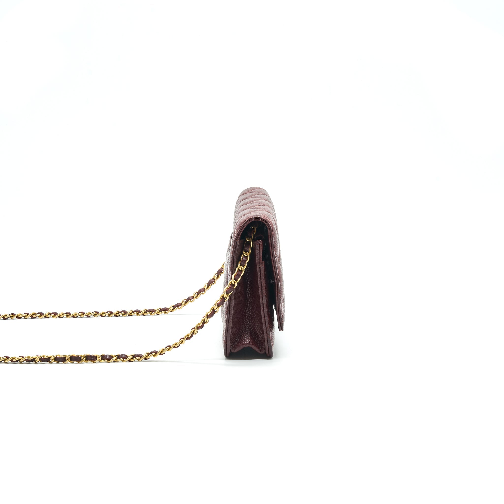 CHANEL BURGUNDY WALLET ON CHAIN CAVIAR GHW