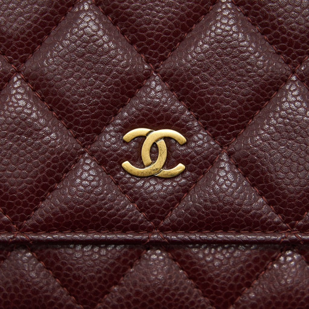 CHANEL BURGUNDY WALLET ON CHAIN CAVIAR GHW