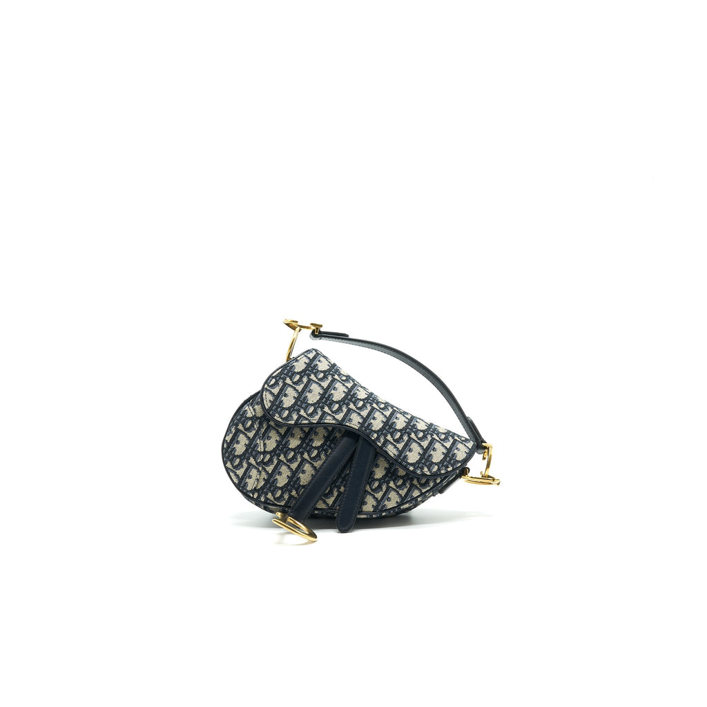 DIOR MINI SADDLE BAG BLUE OBLIQUE JACQUARD