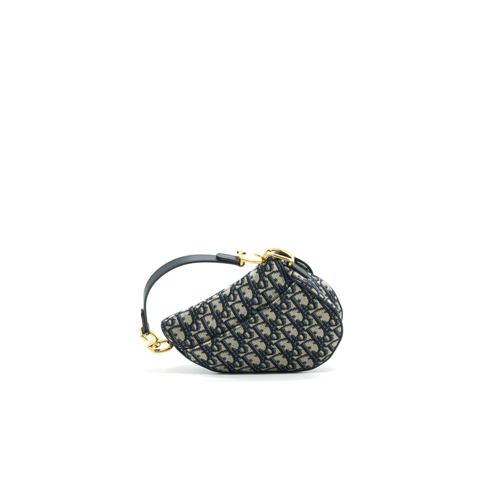 DIOR MINI SADDLE BAG BLUE OBLIQUE JACQUARD