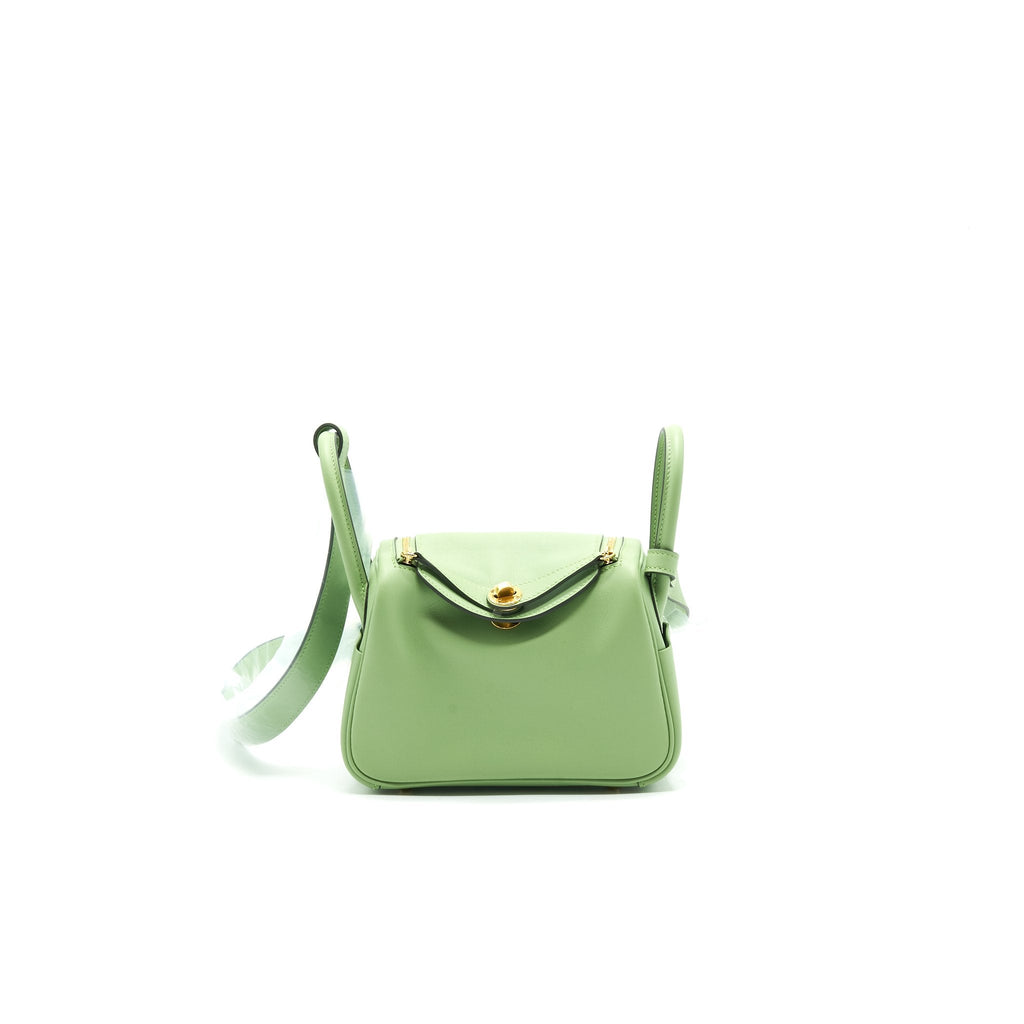 Hermes mini Lindy Vert criquet GHW Swift leather