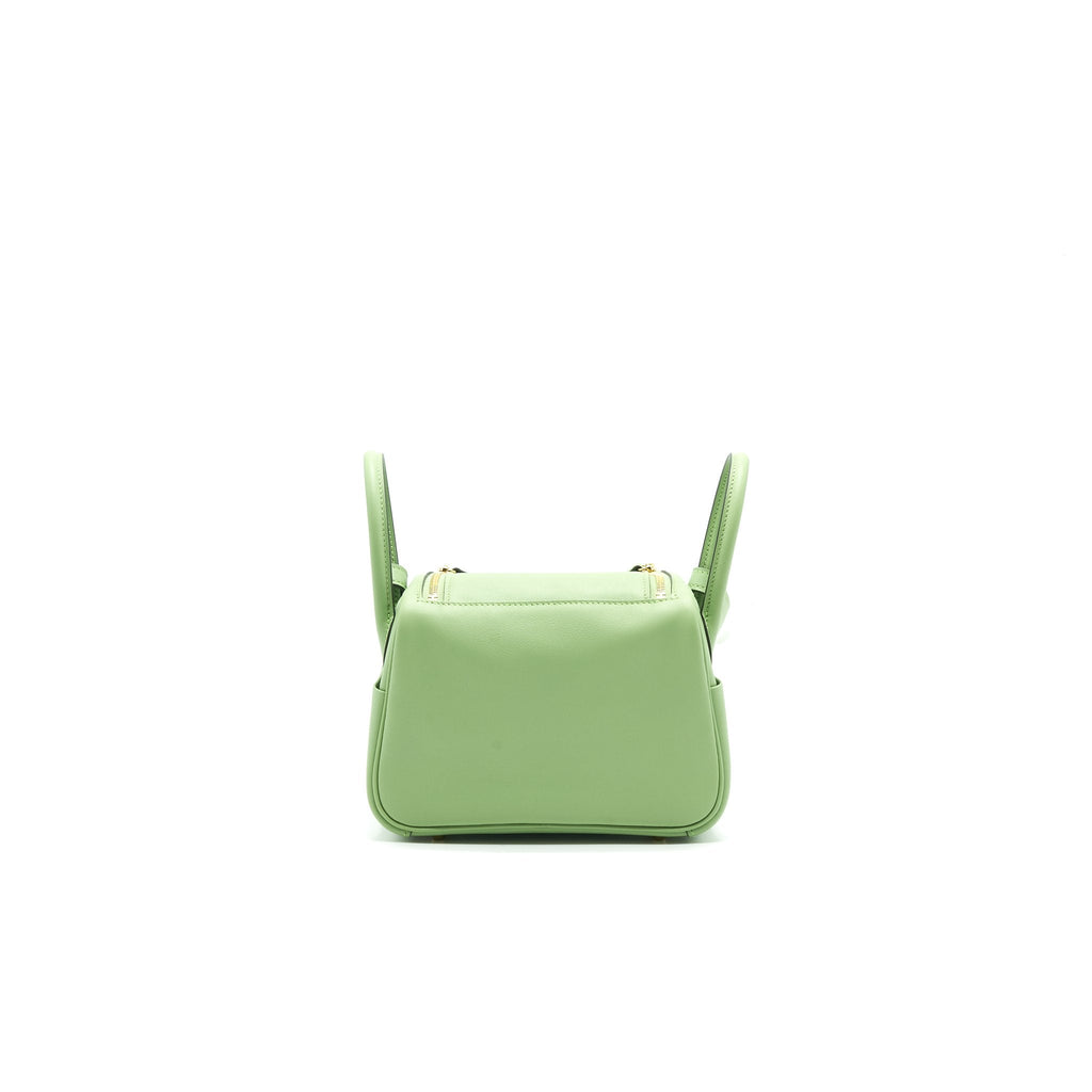 Hermes mini Lindy Vert criquet GHW Swift leather