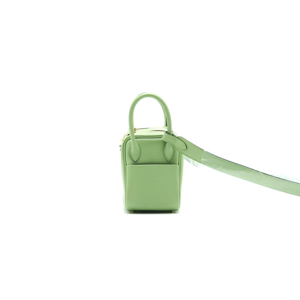 Hermes mini Lindy Vert criquet GHW Swift leather