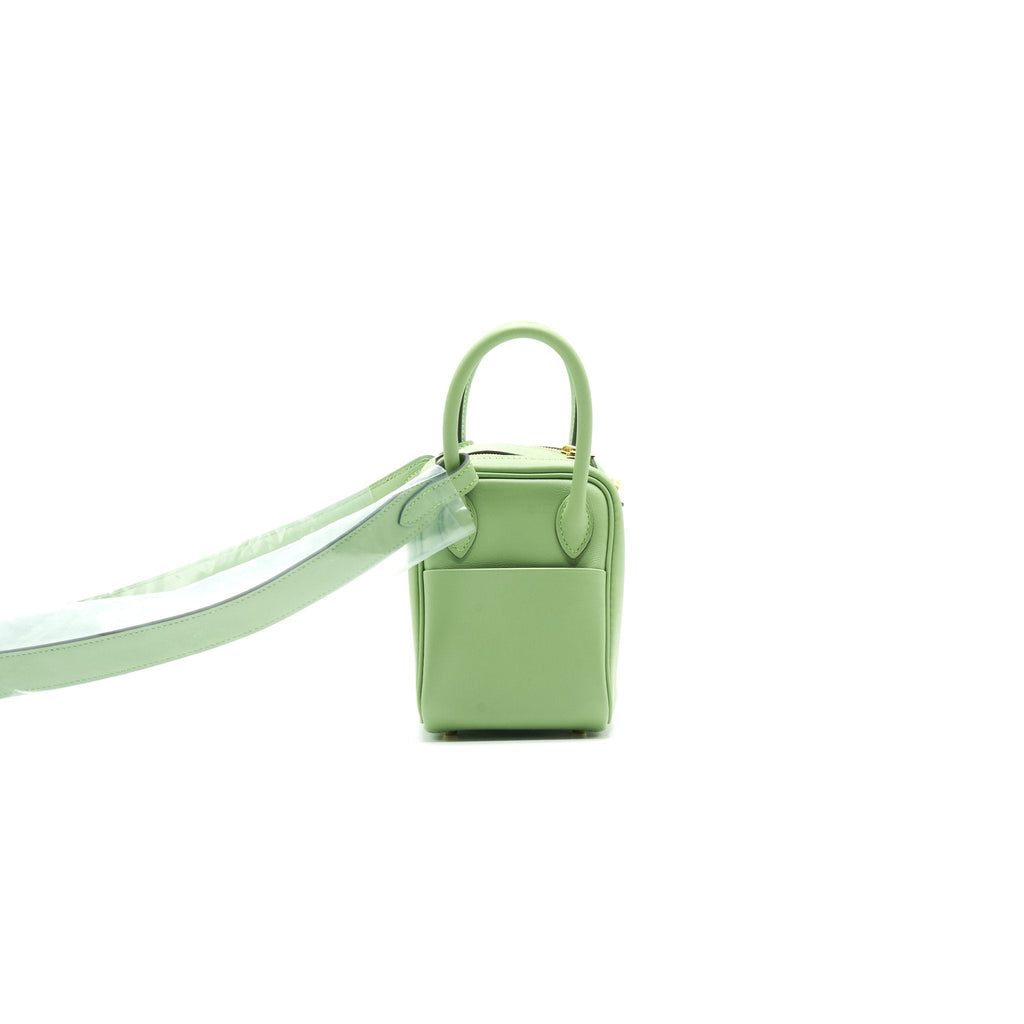 Hermes mini Lindy Vert criquet GHW Swift leather