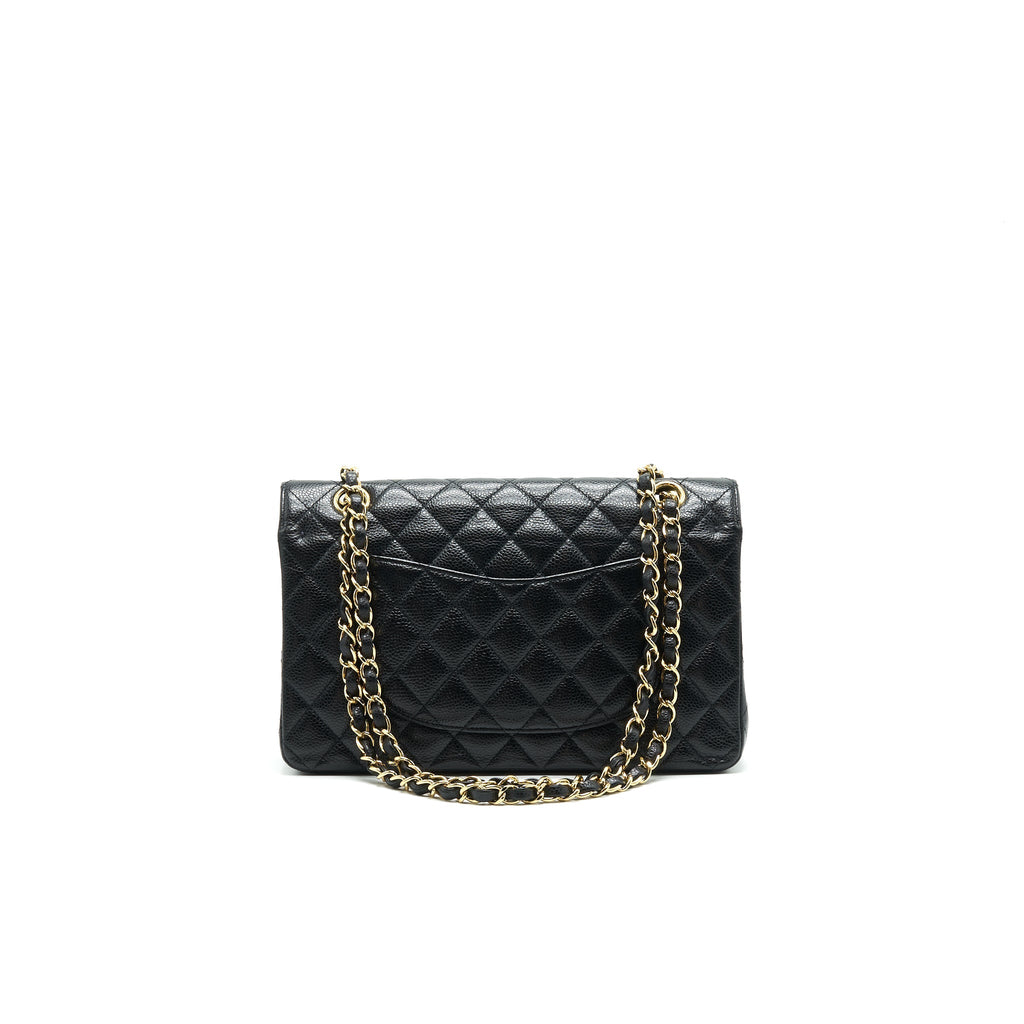 CHANEL MEDIUM CLASSIC DOUBLE FLAP BAG CAVIAR BLACK GHW SERIAL16