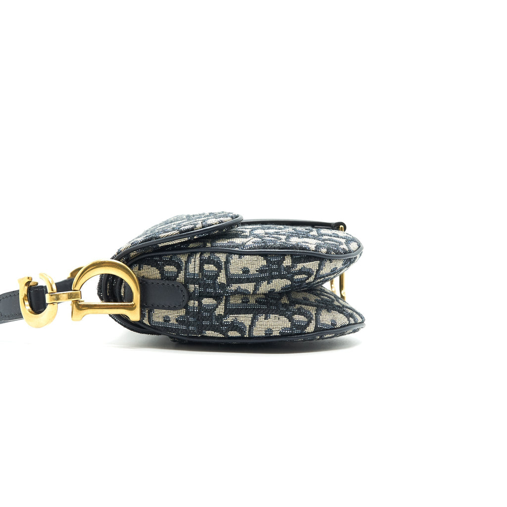 DIOR MINI SADDLE BAG BLUE OBLIQUE JACQUARD