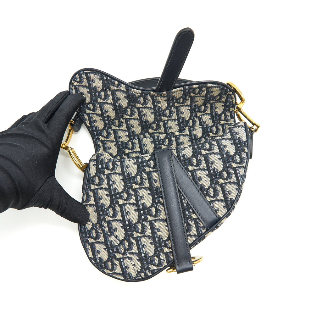 DIOR MINI SADDLE BAG BLUE OBLIQUE JACQUARD