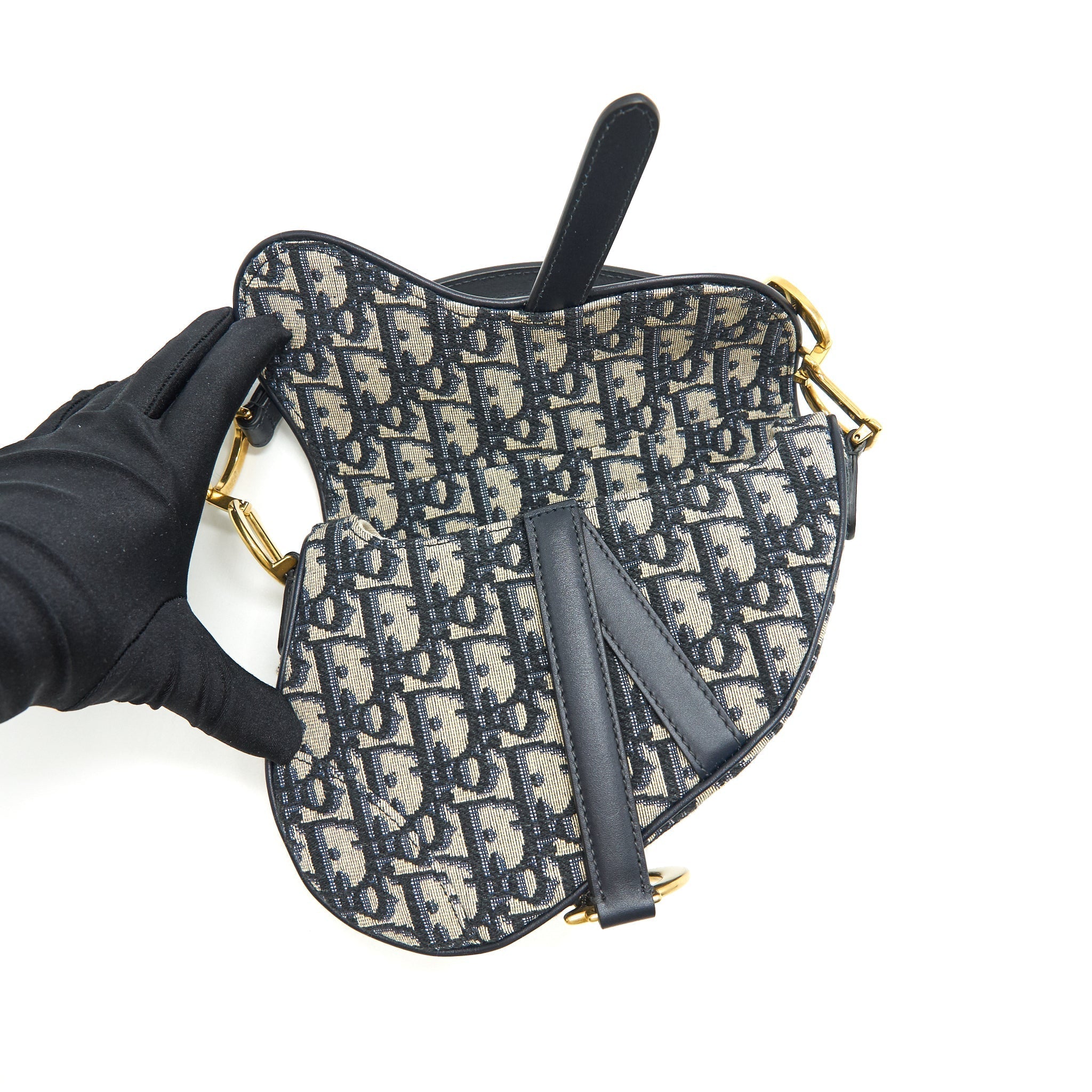 DIOR MINI SADDLE BAG BLUE OBLIQUE JACQUARD