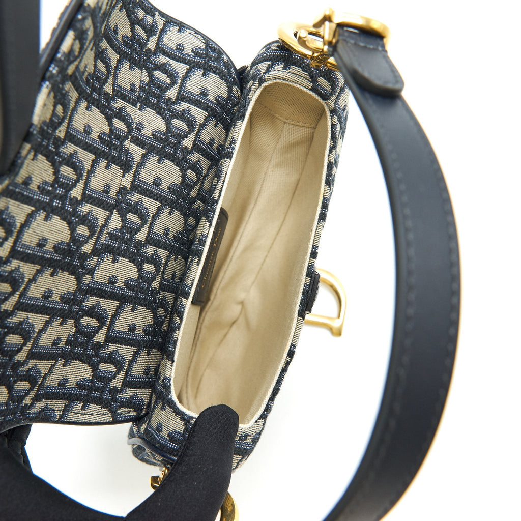 DIOR MINI SADDLE BAG BLUE OBLIQUE JACQUARD