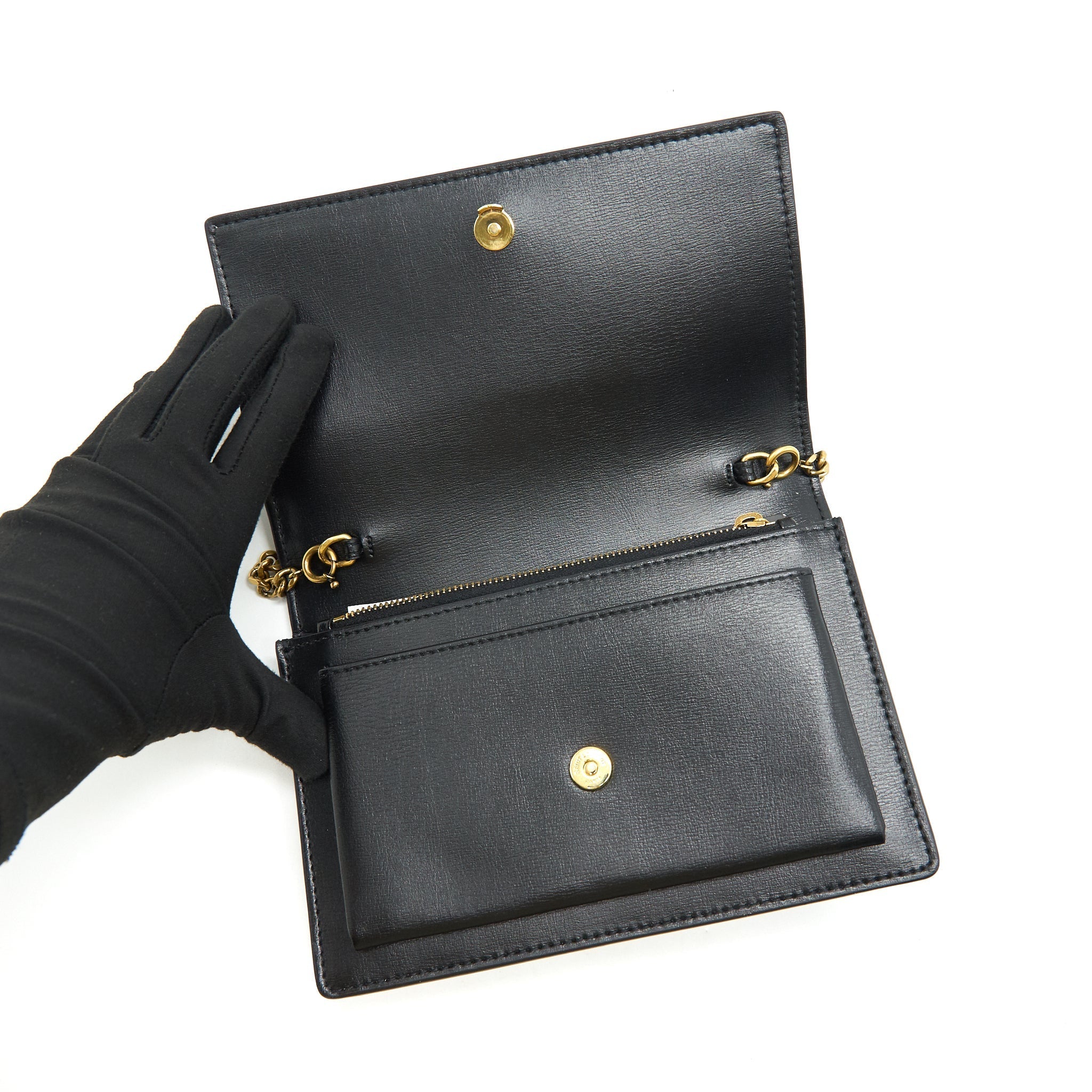 SAINT LAURENT SUNSET CHAIN WALLET BLACK GHW