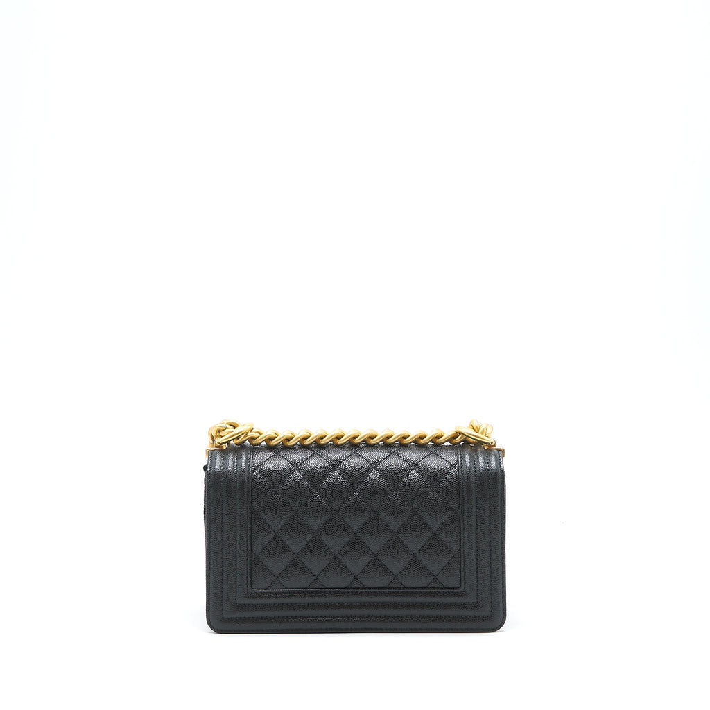 CHANEL SMALL BOY BAG CAVIAR BLACK GHW (MICROCHIP)