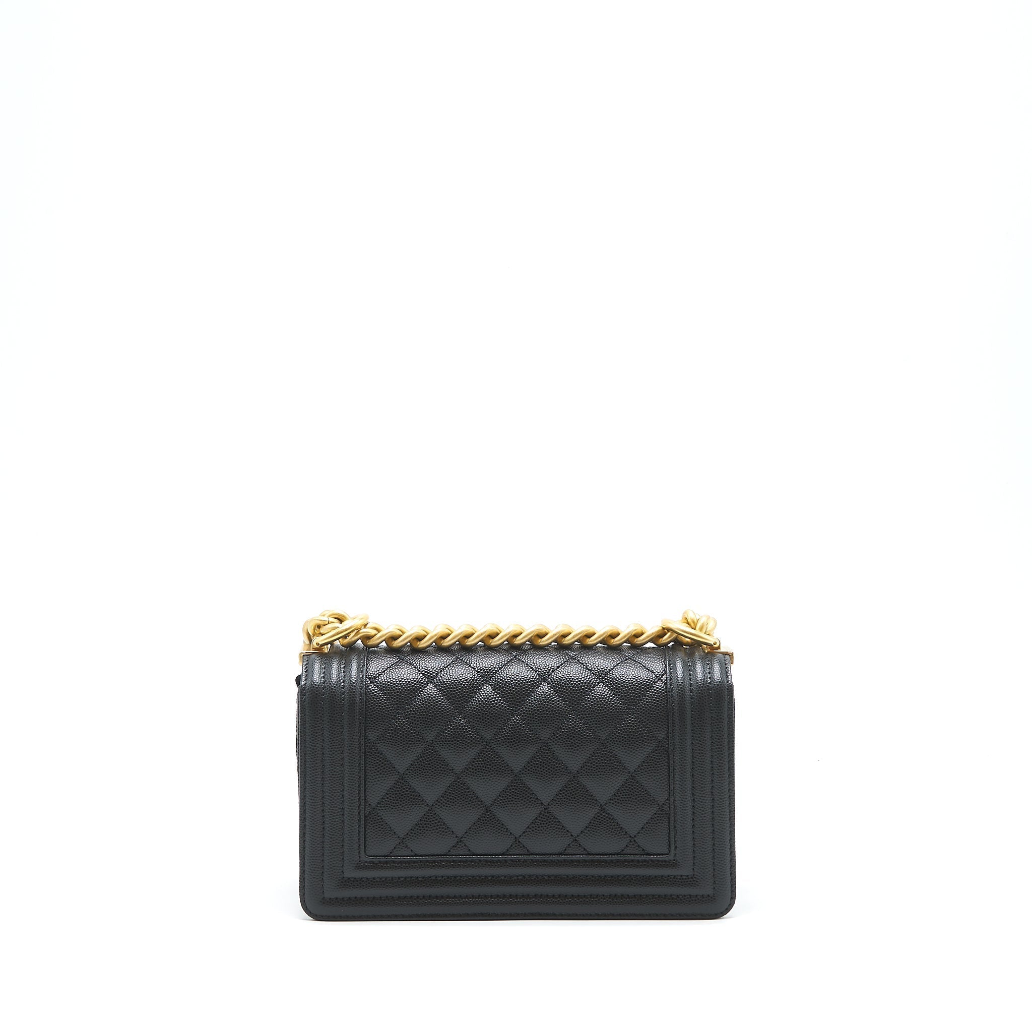 CHANEL SMALL BOY BAG CAVIAR BLACK GHW (MICROCHIP)