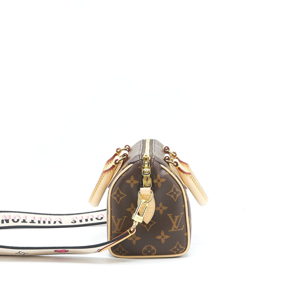 LOUIS VUITTON SPEEDY BANDOULIERE 20 MONOGRAM CANVAS WITH MULTICOLOUR STRAP