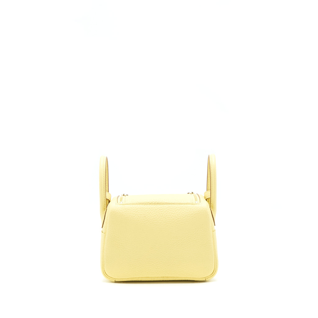 Hermes Mini Lindy Clemence Z1 Jaune Poussin GHW