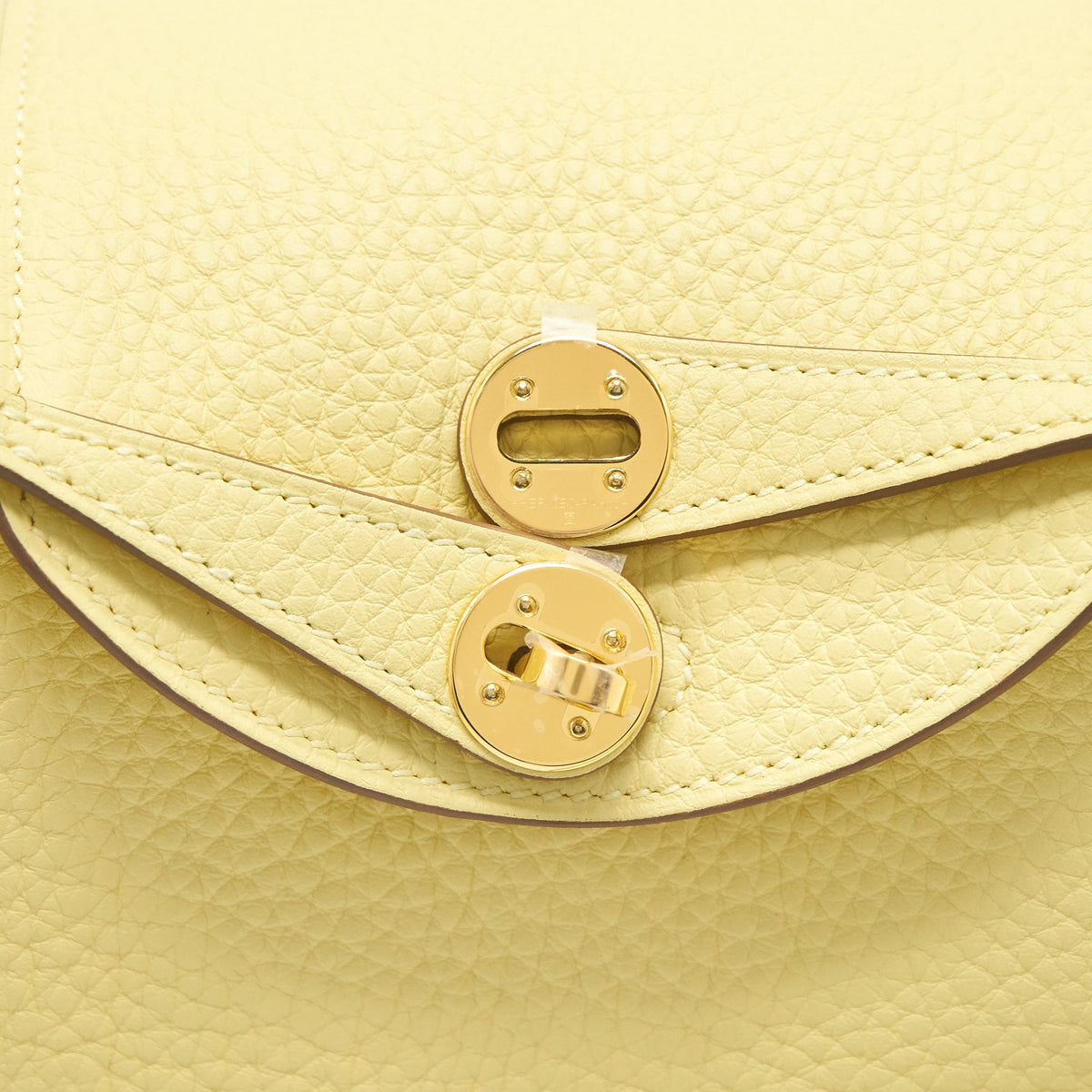 Hermes Mini Lindy Clemence Z1 Jaune Poussin GHW