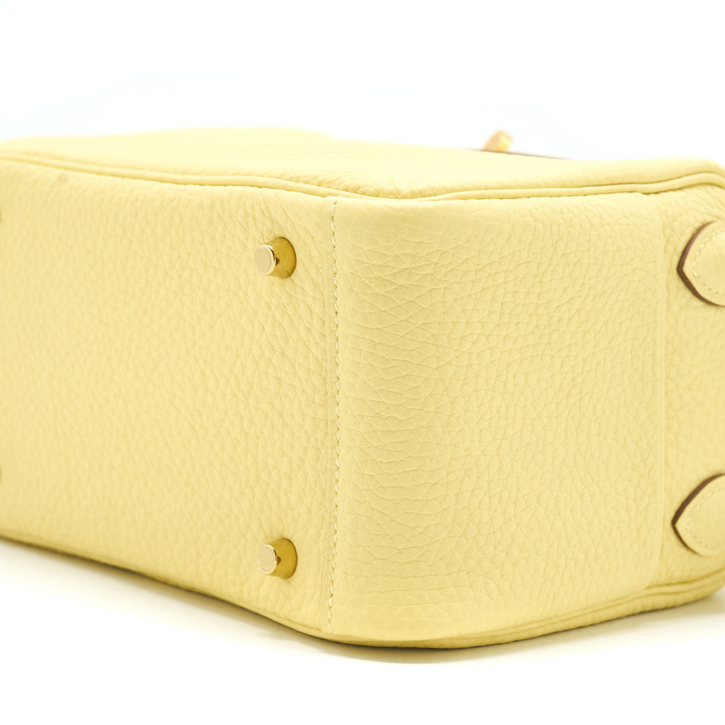 Hermes Mini Lindy Clemence Z1 Jaune Poussin GHW