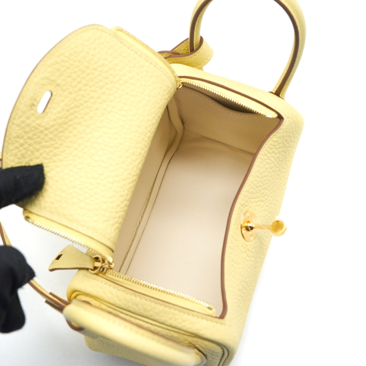 Hermes Mini Lindy Clemence Z1 Jaune Poussin GHW