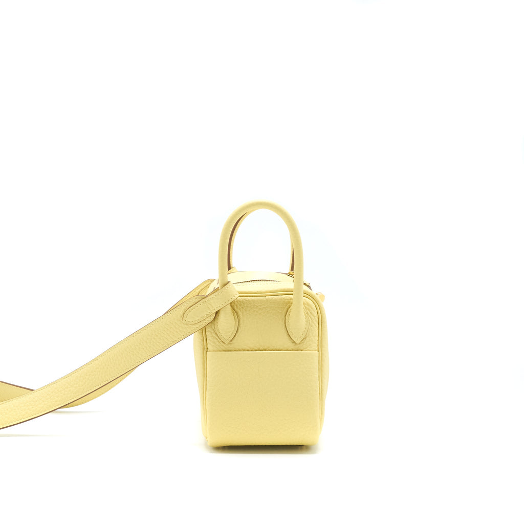 Hermes Mini Lindy Clemence Z1 Jaune Poussin GHW