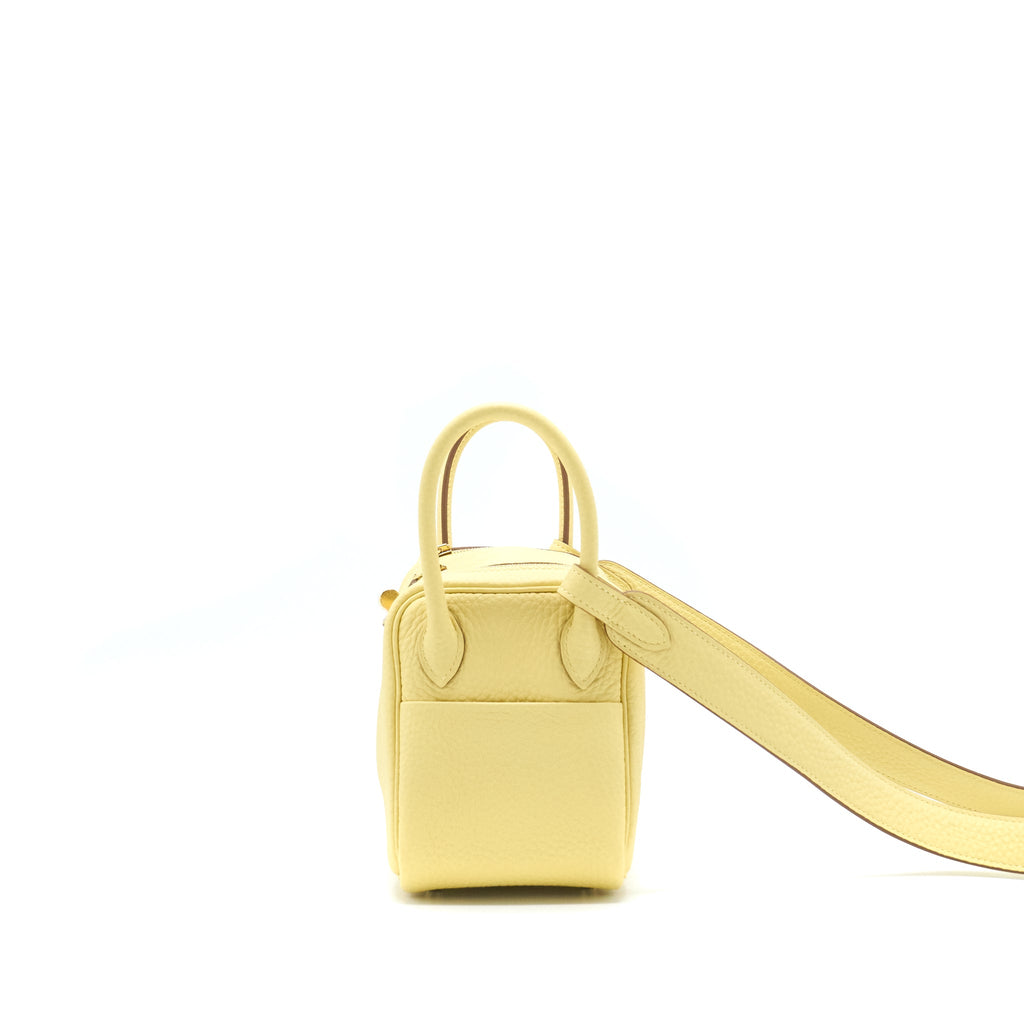 Hermes Mini Lindy Clemence Z1 Jaune Poussin GHW