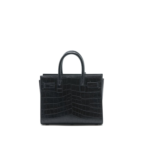 SAINT LAURENT/YSL SAC DE JOUR NANO CROC EMBOSSED BLACK SHW