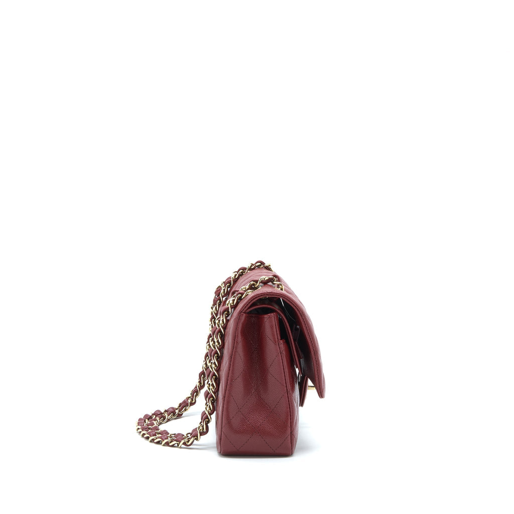 CHANEL MEDIUM CLASSIC DOUBLE FLAP BAG CAVIAR DARK RED LGHW