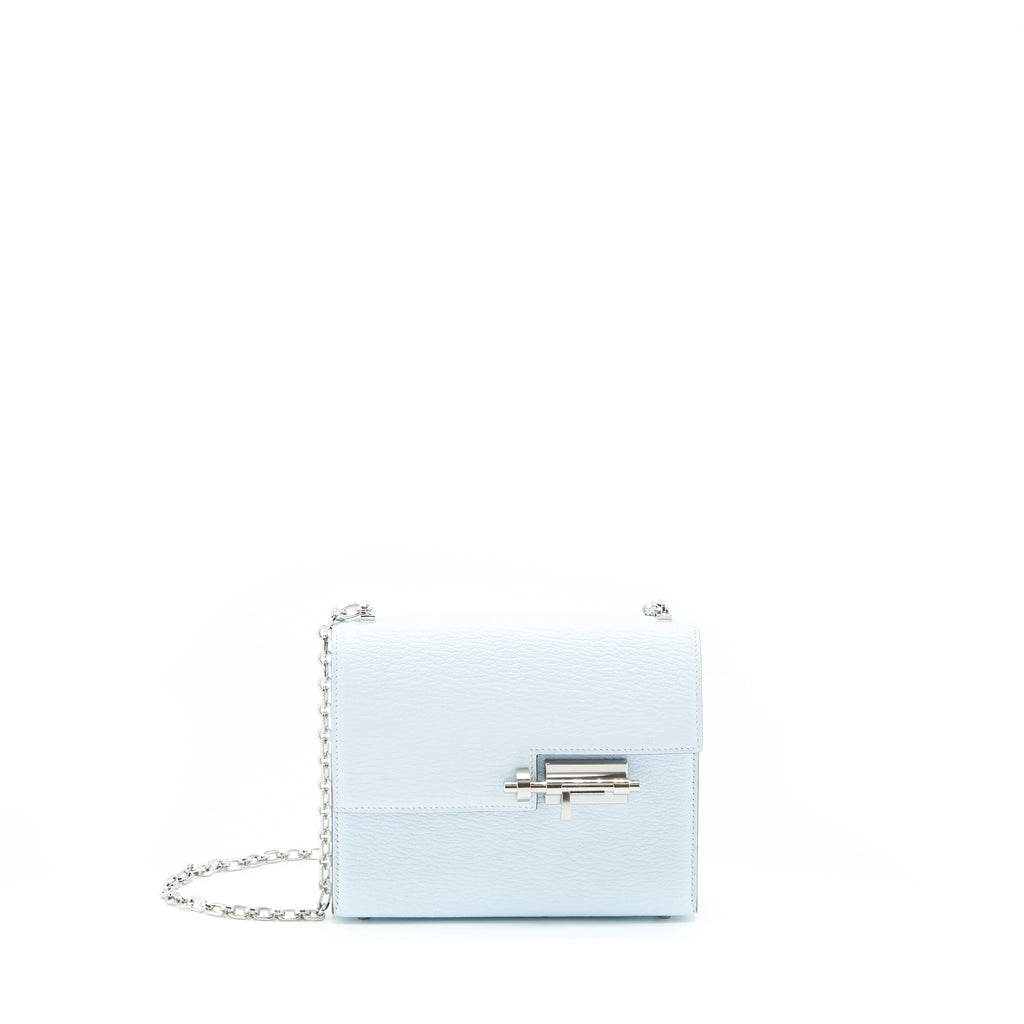 Hermes Mini Verrou Bag Chèvre Mysore T0 Bleu Brume SHW