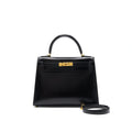 Hermes Kelly 28 Box Leather Black GHW
