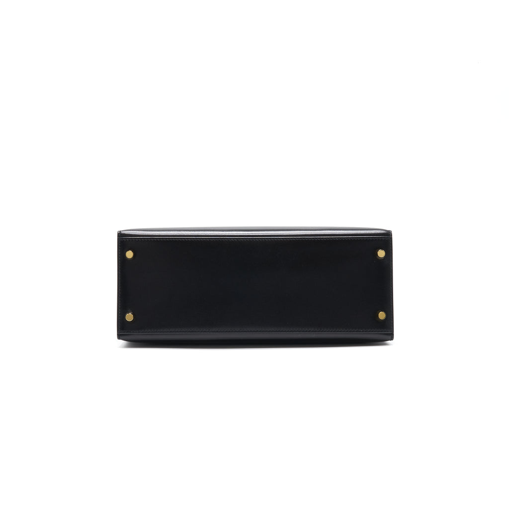 Hermes Kelly 28 Box Leather Black GHW