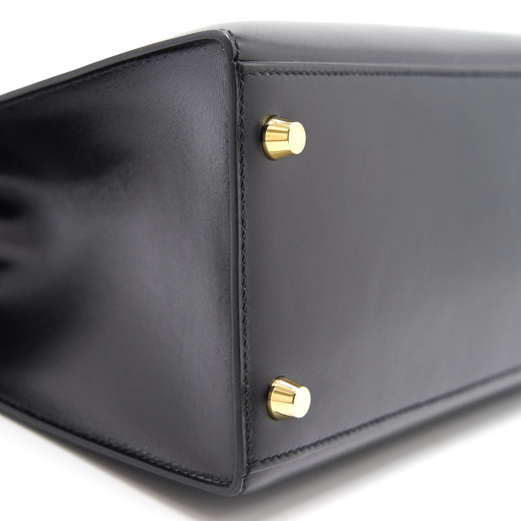 Hermes Kelly 28 Box Leather Black GHW