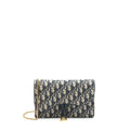 DIOR SADDLE POUCH WITH CHAIN BLUE DIOR OBLIQUE JACQUARD GHW