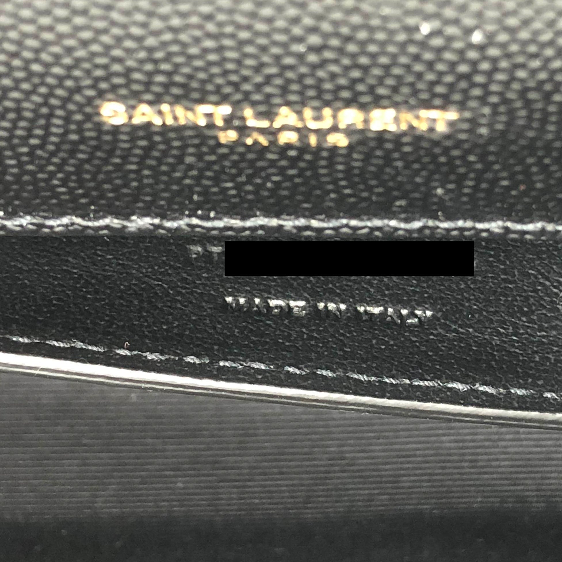 SAINT LAURENT KATE CLUTCH IN GRAIN DE POUDRE EMBOSSED LEATHER BLACK GHW