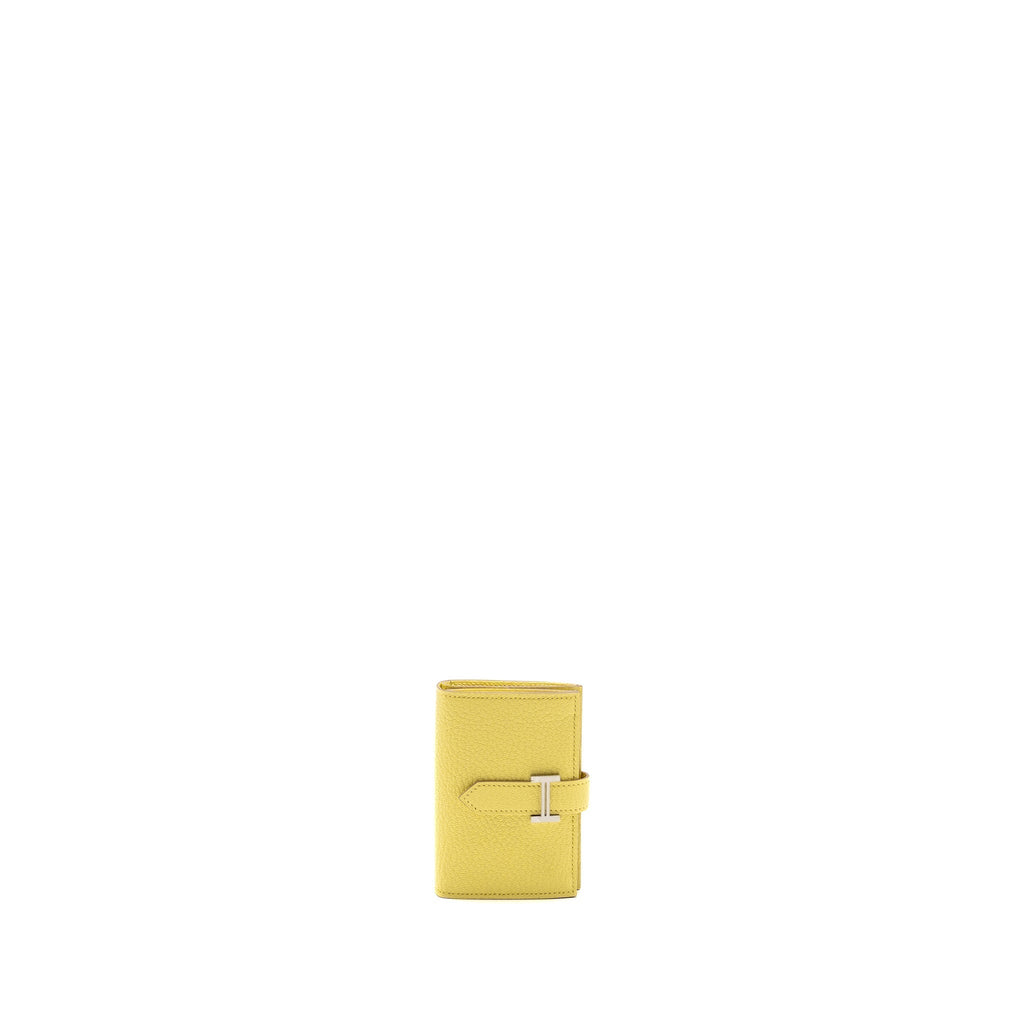 HERMES BEARN COMPACT WALLET CHÈVRE MYSORE JAUNE MILTON SHW