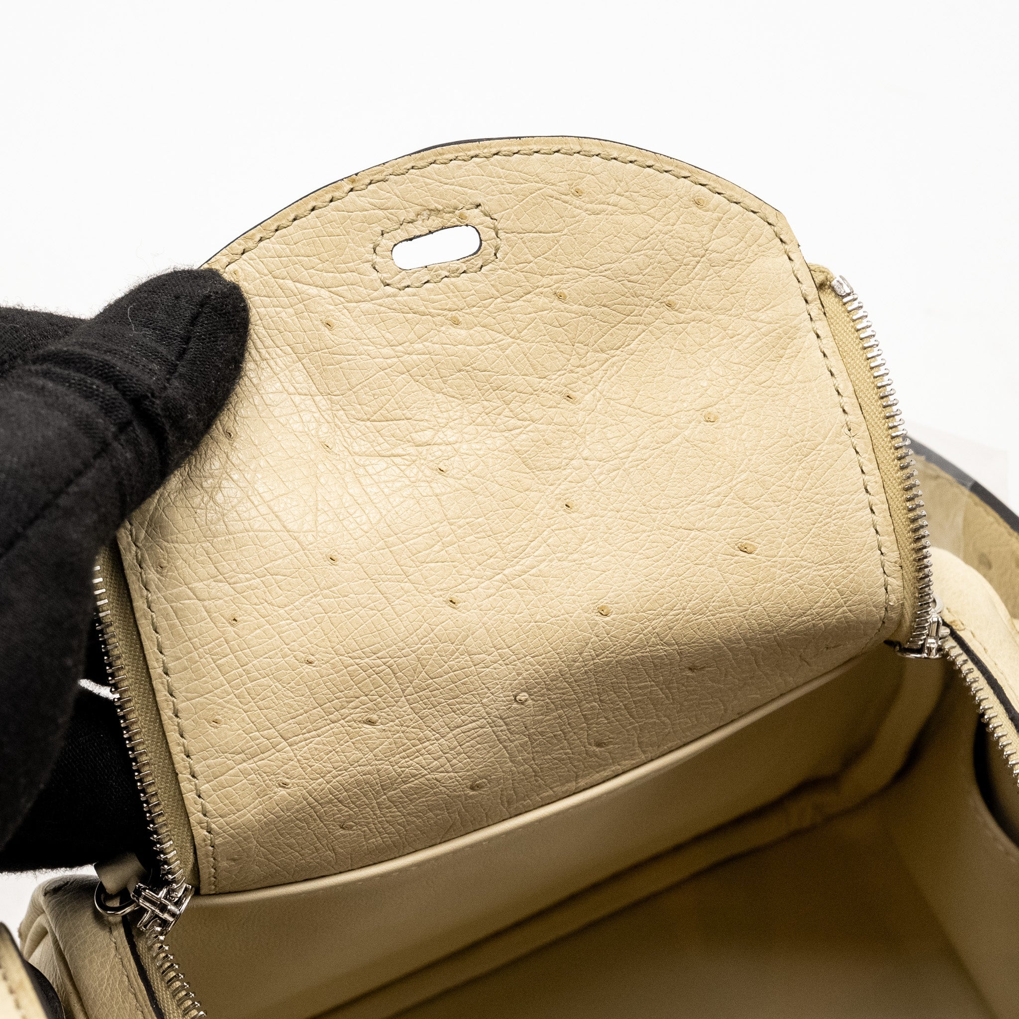 HERMES MINI LINDY OSTRICH 3C PARCHEMIN SHW