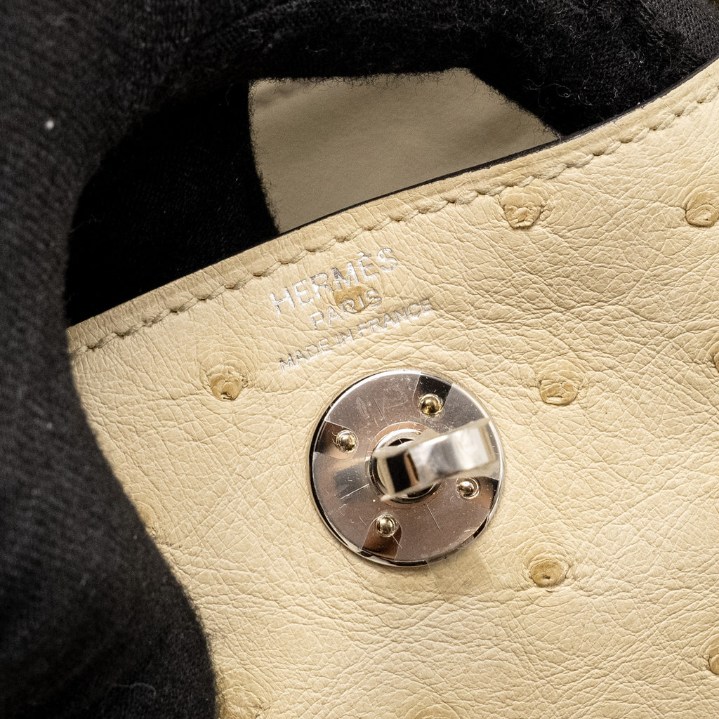 HERMES MINI LINDY OSTRICH 3C PARCHEMIN SHW