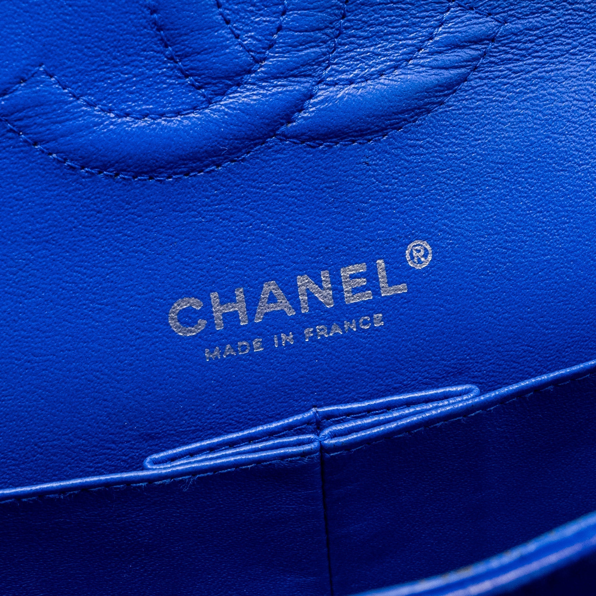 CHANEL MEDIUM CLASSIC DOUBLE FLAP BAG LAMBSKIN BLUE SHW