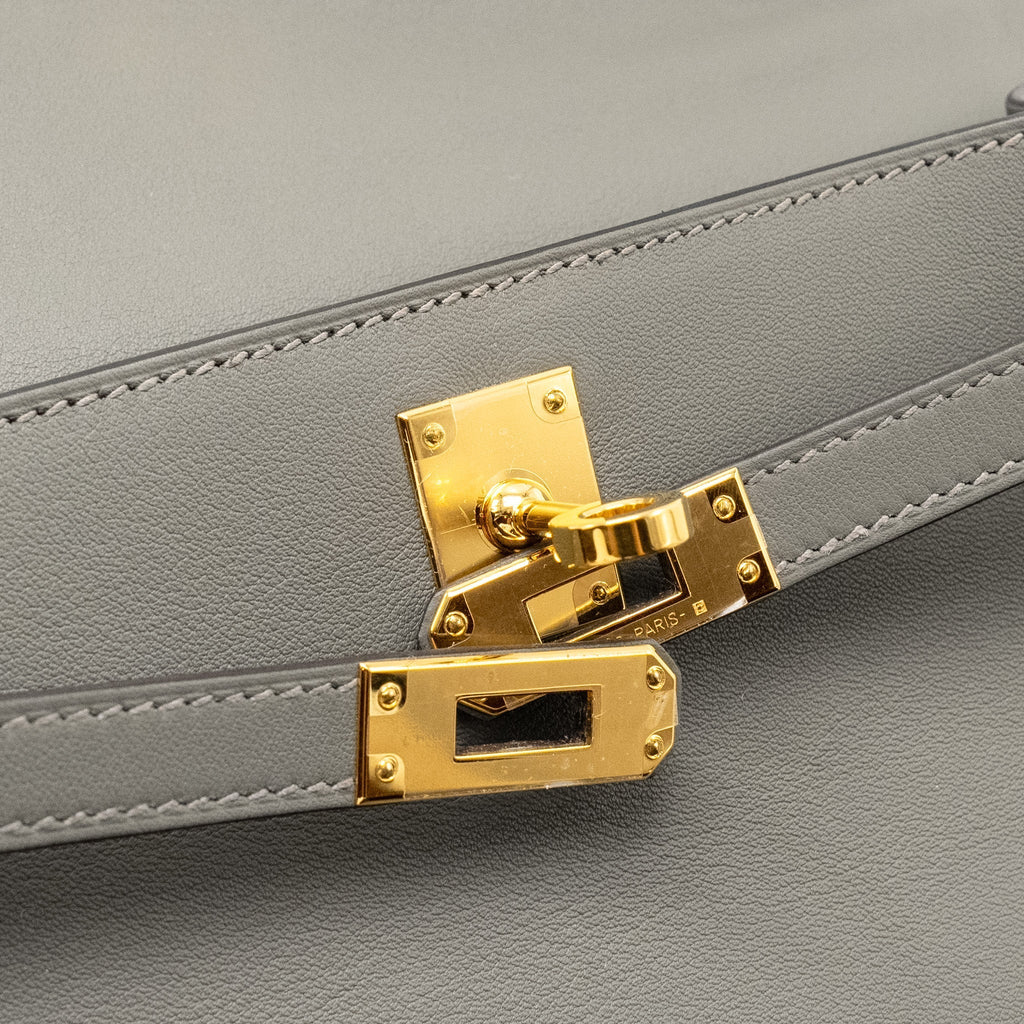 HERMES KELLY POCHETTE SWIFT GRIS MEYER GHW