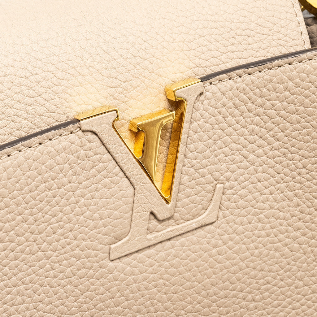 LOUIS VUITTON CAPUCINES PM CALFSKIN GREY GHW