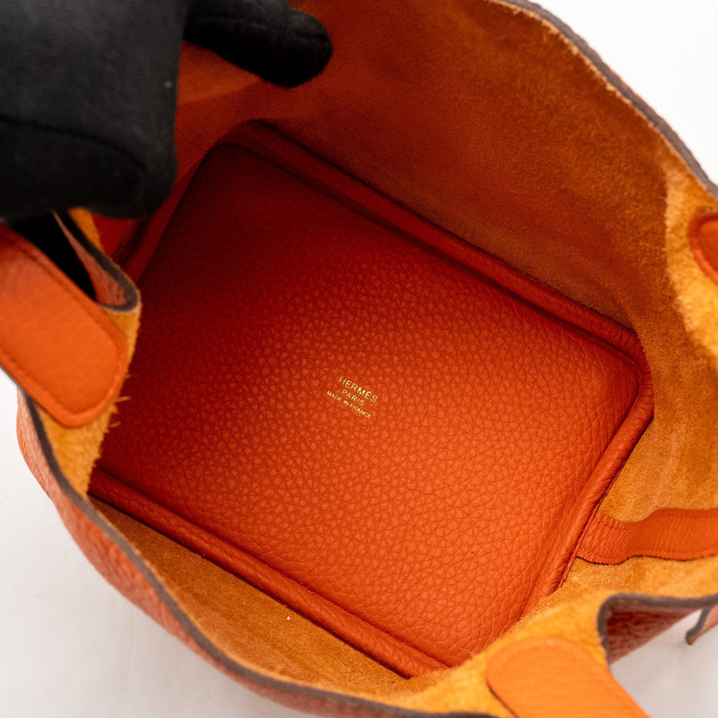 HERMES PICOTIN 18 LOCK BAG CLEMENCE ORANGE GHW