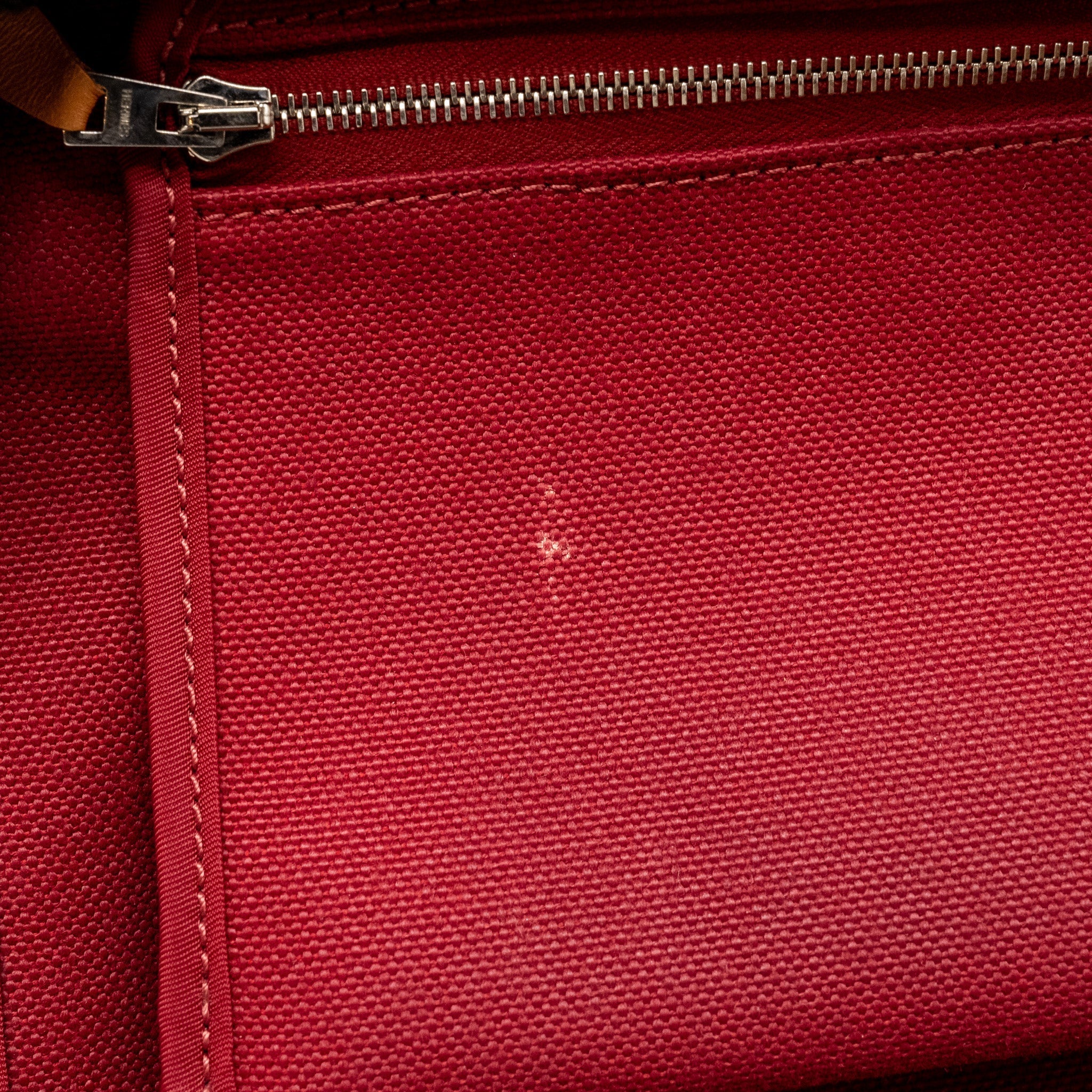 HERMES HERBAG 31 ZIP BAG CANVAS/HUNTER LEATHER RED SHW